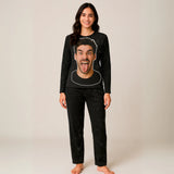 Kit Casal Pijama Longo Careta Personalizado com Fotos