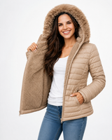 Jaqueta puffer bobojaco forrado capuz removível (ultimas unidades)