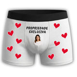 Cueca personalizada Propriedade Exclusiva - Com a Sua foto - Branca